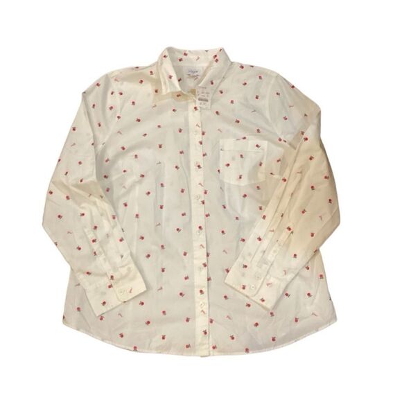 NWT J. Crew Factory apples teacher button-up cotton poplin shirt - Picture 4 of 9